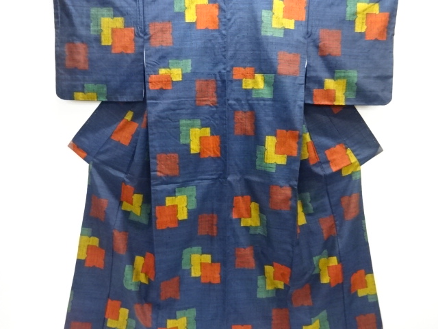 JAPANESE KIMONO / TSUMUGI / WOVEN ABSTRACT PATTERN 